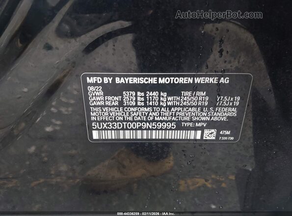 5UX33DT00P9N59995 2023 BMW X4 Черный Вид подкапотного пространства