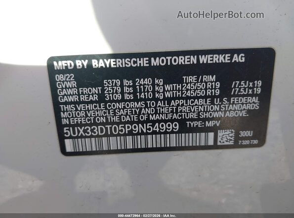 5UX33DT05P9N54999 2023 BMW X4 Белый Вид подкапотного пространства