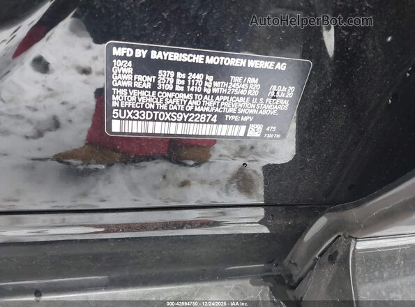 5UX33DT0XS9Y22874 2025 BMW X4 Черный Вид подкапотного пространства
