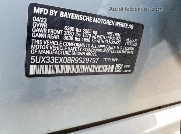 5UX33EX08R9S29797 2024 BMW X6 Silver Widok komory silnika