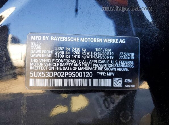 5UX53DP02P9S00120 2023 BMW X3 Black Вид підкапотного простору