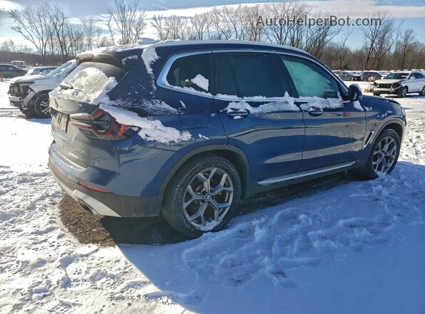 5UX53DP06N9K92412 2022 BMW X3 Синий Задняя правая четверть