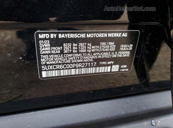5UXCR6C00P9R27117 2023 BMW X5 Black Widok komory silnika
