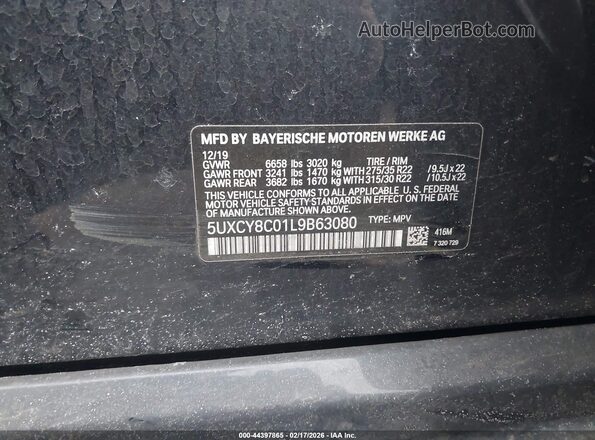 5UXCY8C01L9B63080 2020 BMW X6 Black Vista del compartimento del motor