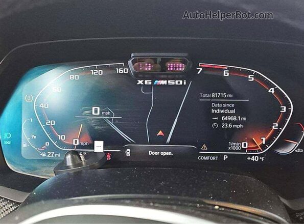 5UXCY8C03LLE40301 2020 BMW X6 Blue Вид панелі приладів