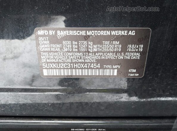 5UXKU2C31H0X47454 2017 BMW X6 Черный Вид подкапотного пространства
