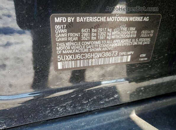5UXKU6C36H0W38673 2017 BMW X6 Черный Вид наклейки с VIN-кодом