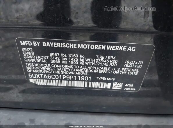 5UXTA6C01P9P11901 2023 BMW X5 Black Вид підкапотного простору