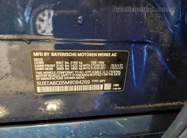 5UXTA6C05M9D84269 2021 BMW X5 Blue Vista interior de 360 grados