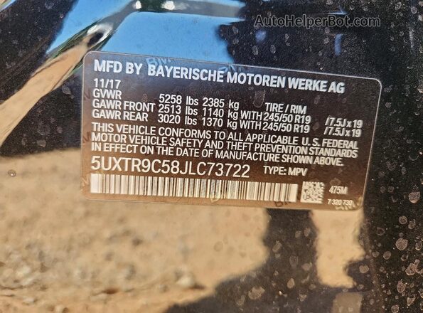 5UXTR9C58JLC73722 2018 BMW X3 Синий Вид наклейки с VIN-кодом