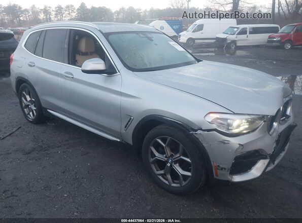 5UXTY5C08LLT34423 2020 BMW X3 Серебряный Передняя правая четверть