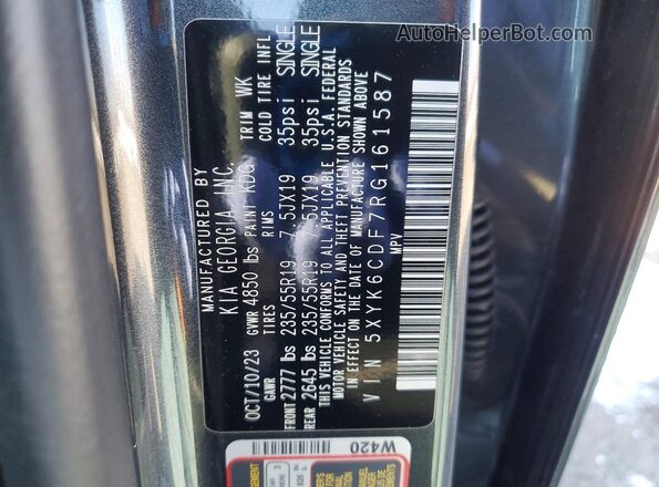 5XYK6CDF7RG161587 2024 KIA SPORTAGE Charcoal Widok naklejki z numerem VIN