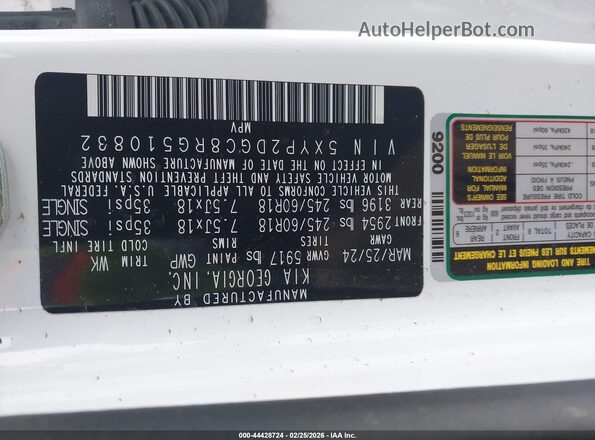 5XYP2DGC8RG510832 2024 KIA TELLURIDE White Вид підкапотного простору