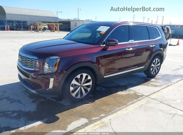 5XYP64HC6LG050208 2020 KIA TELLURIDE Burgundy Առջևի ձախ երեք քառորդ տեսարան