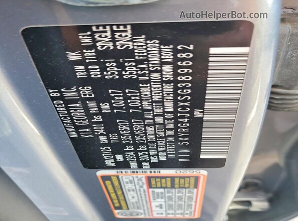 5XYRG4JCXSG389682 2025 KIA SORENTO Gray Widok naklejki z numerem VIN