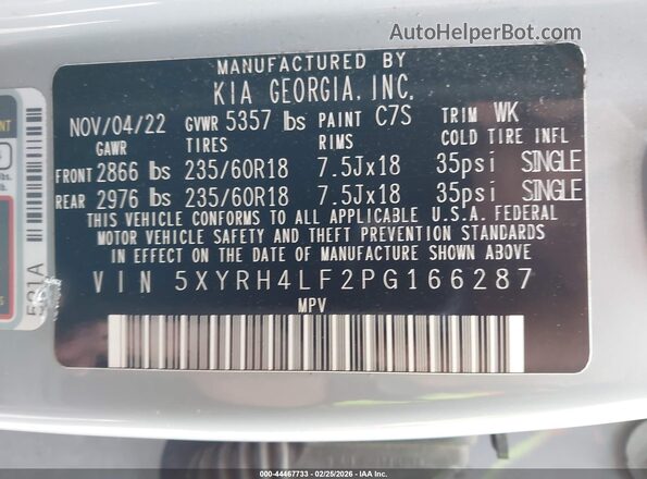 5XYRH4LF2PG166287 2023 KIA SORENTO Серый Вид подкапотного пространства