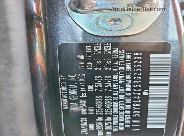 5XYRL4JC5RG256298 2024 KIA SORENTO Charcoal Панорамний вид салону 360°