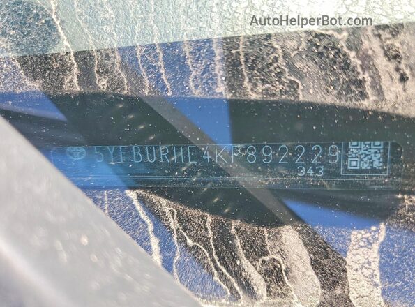 5YFBURHE4KP892229 2019 TOYOTA LL Синий Вид подкапотного пространства