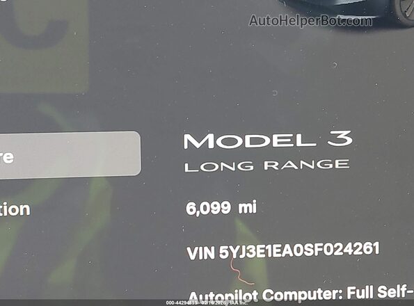 5YJ3E1EA0SF024261 2025 TESLA MODEL 3 Серый 