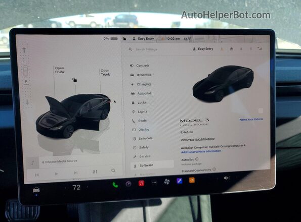 5YJ3E1EA2SF042602 2025 TESLA MODEL Black ხელსაწყოთა პანელის ხედი