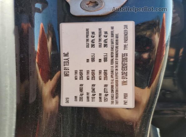 5YJ3E1EB2KF208755 2019 TESLA MODEL Черный Вид подкапотного пространства