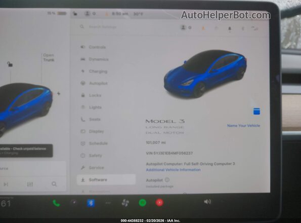 5YJ3E1EB4MF056237 2021 TESLA MODEL 3 Синий Вид задних сидений