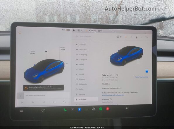 5YJ3E1EB4MF056237 2021 TESLA MODEL 3 Синий 