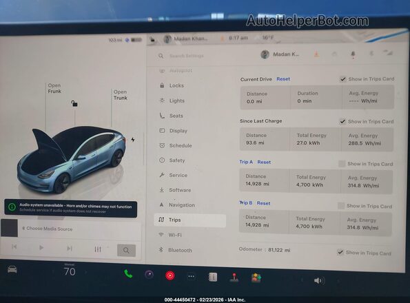 5YJ3E1EB5NF351512 2022 TESLA MODEL 3 Серый Вид задних сидений