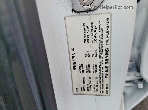 5YJ3E1EB8KF454063 2019 TESLA MODEL Белый Вид подкапотного пространства