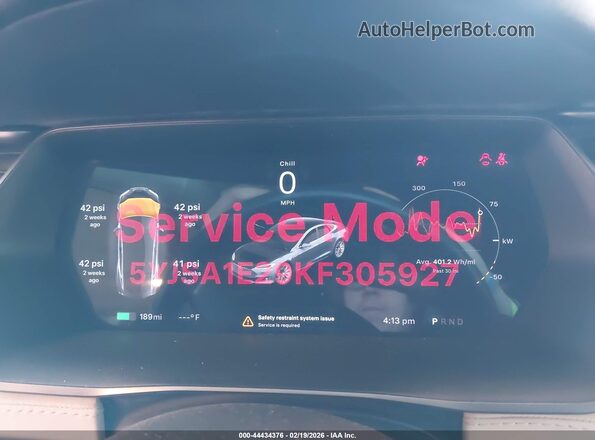 5YJSA1E29KF305927 2019 TESLA MODEL S Gray 