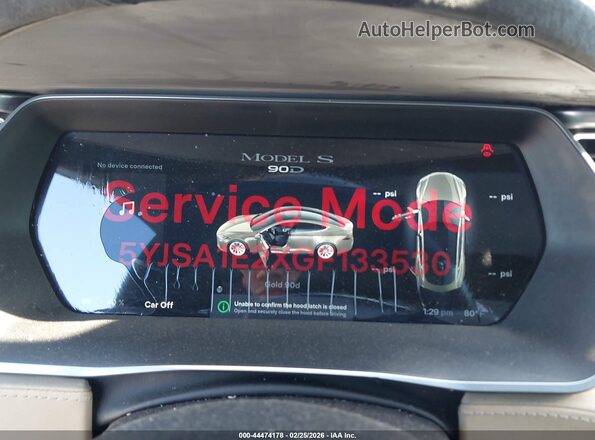5YJSA1E2XGF133530 2016 TESLA MODEL S Серый Вид задних сидений