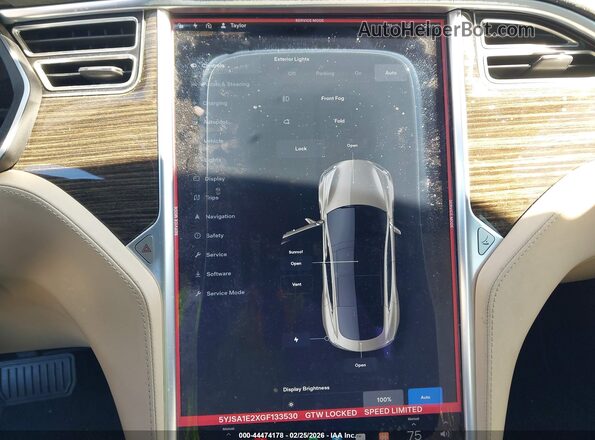 5YJSA1E2XGF133530 2016 TESLA MODEL S Серый 