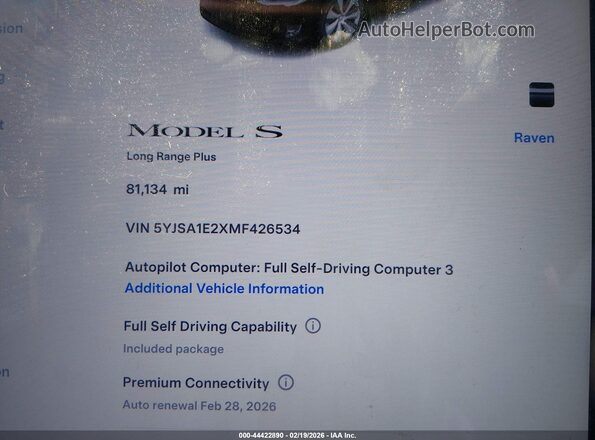 5YJSA1E2XMF426534 2021 TESLA MODEL S Черный Вид задних сидений