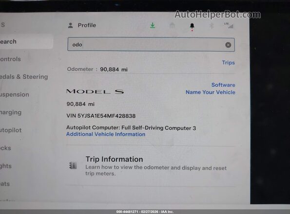 5YJSA1E54MF428838 2021 TESLA MODEL S Серый Вид задних сидений
