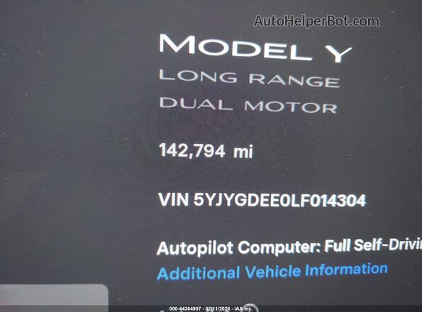 5YJYGDEE0LF014304 2020 TESLA MODEL Y Серый 