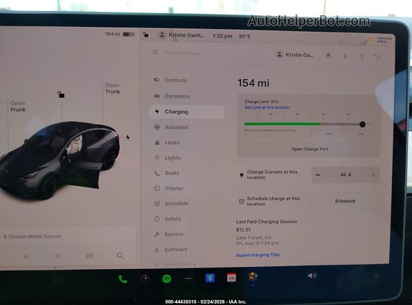 5YJYGDEE0MF258326 2021 TESLA MODEL Y Gray 