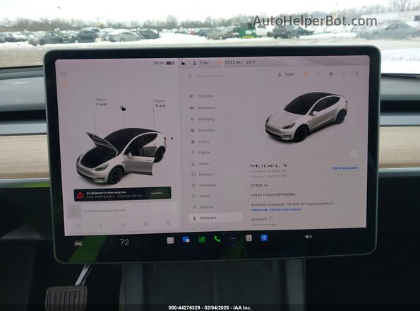 5YJYGDEE3MF199384 2021 TESLA MODEL Y White 