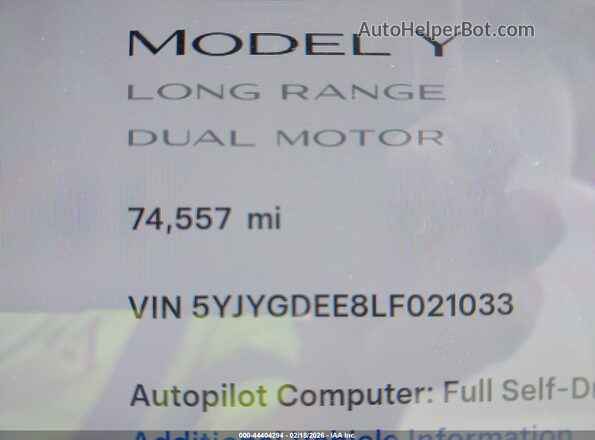 5YJYGDEE8LF021033 2020 TESLA MODEL Y Синий 