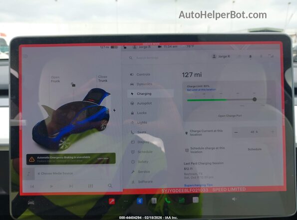5YJYGDEE8LF021033 2020 TESLA MODEL Y Синий 