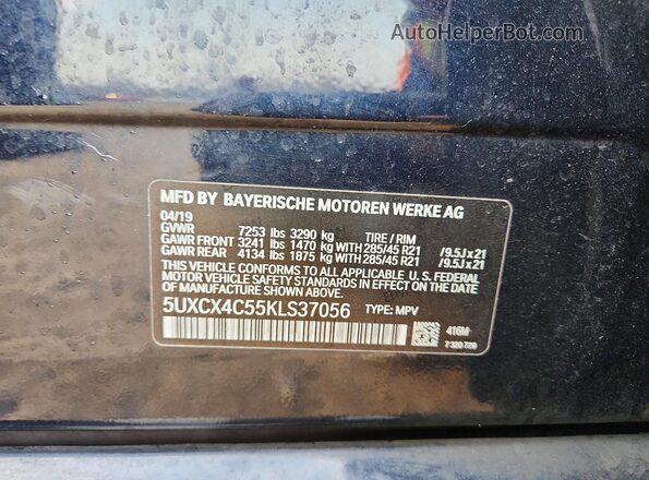 5UXCX4C55KLS37056 2019 BMW X7 Синий Панорамный вид салона 360°