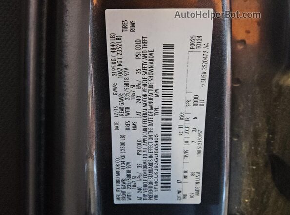 1FMCU9J93GUB85405 2016 FORD ESCAPE Gray სალონის 360-გრადუსიანი ხედი