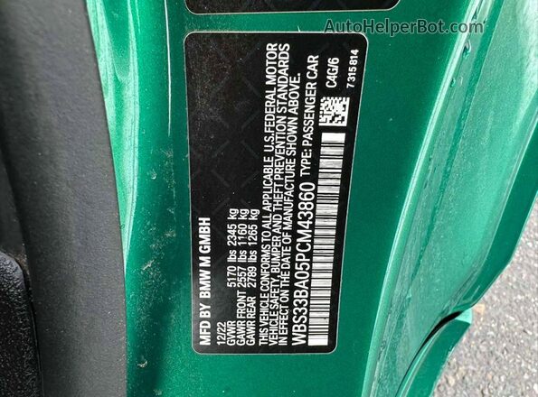 WBS33BA05PCM43860 2023 BMW M4 Green Vista interior trasera