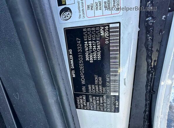 WD4PG2EE5G3133247 2016 MERCEDES-BENZ METRIS White Widok wnętrza z tyłu