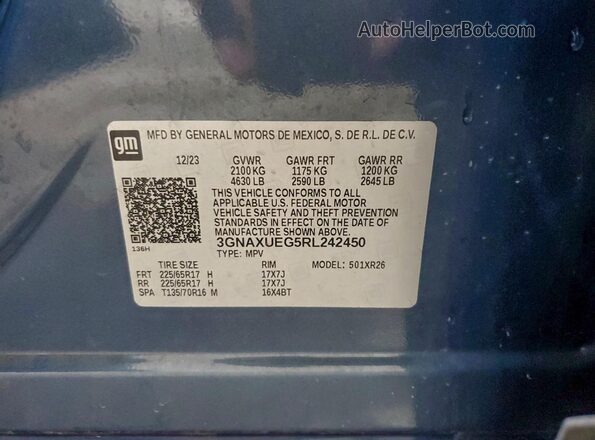 3GNAXUEG5RL242450 2024 CHEVROLET EQUINOX Синий 