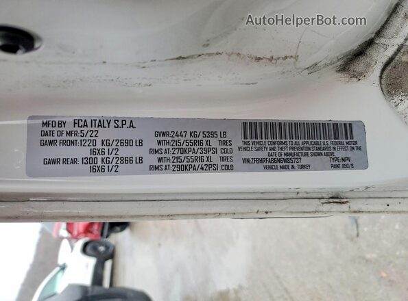 ZFBHRFAB6N6W85737 2022 RAM ALL MODELS Белый 