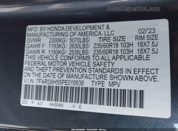 7FARS6H55PE019938 2023 HONDA CR-V HYBRID Gray Widok komory silnika