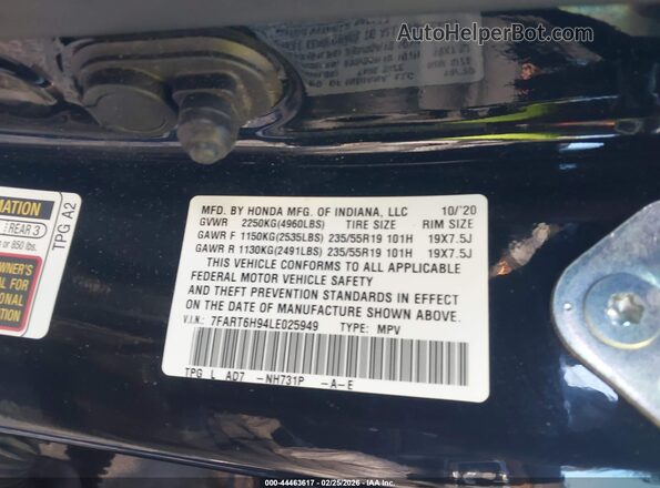 7FART6H94LE025949 2020 HONDA CR-V HYBRID Black Вид підкапотного простору