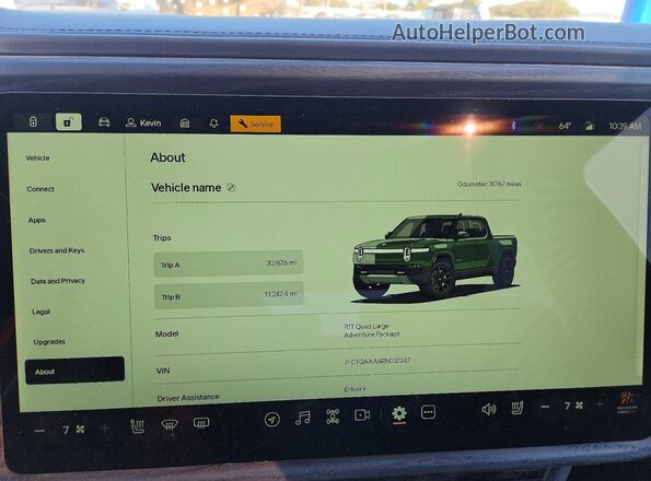 7FCTGAAA6RN032242 2024 RIVIAN R1T Green Instrument cluster view