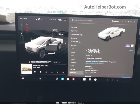 7G2CEHED1SA081551 2025 TESLA CYBERTRUCK Серебряный Вид задних сидений