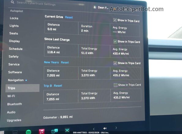 7G2CEHED7RA019100 2024 TESLA CYBERTRUCK Фиолетовый Вид задних сидений